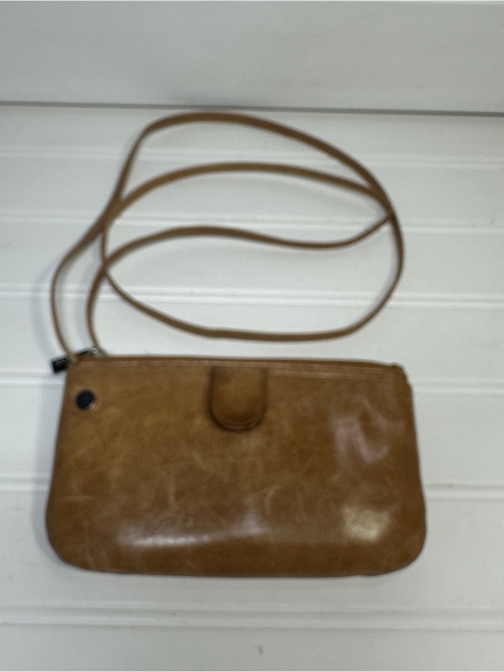 Hobo International Brown Leather Crossbody Purse Wallet Bag Card Slots Zip